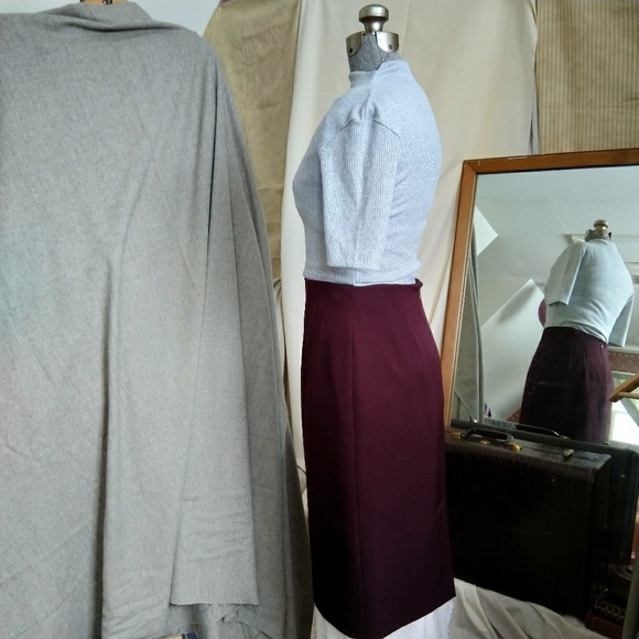 Vintage Plum Pencil Skirt Wool Ellen Tracy 8p - Picture 3 of 7